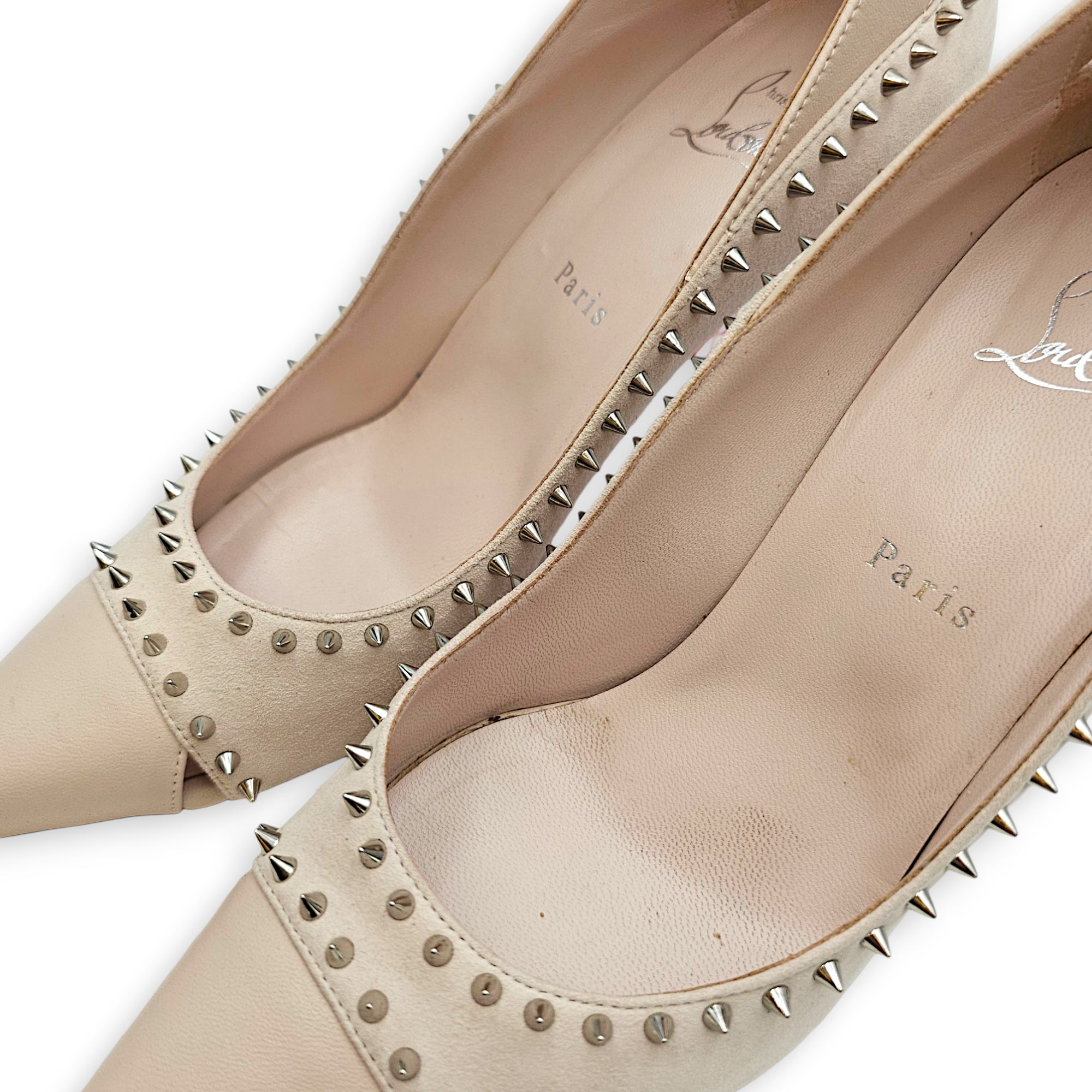 Duvette 100 Pumps Size 39.5 Beige Heels in Calfskin Silver hardware