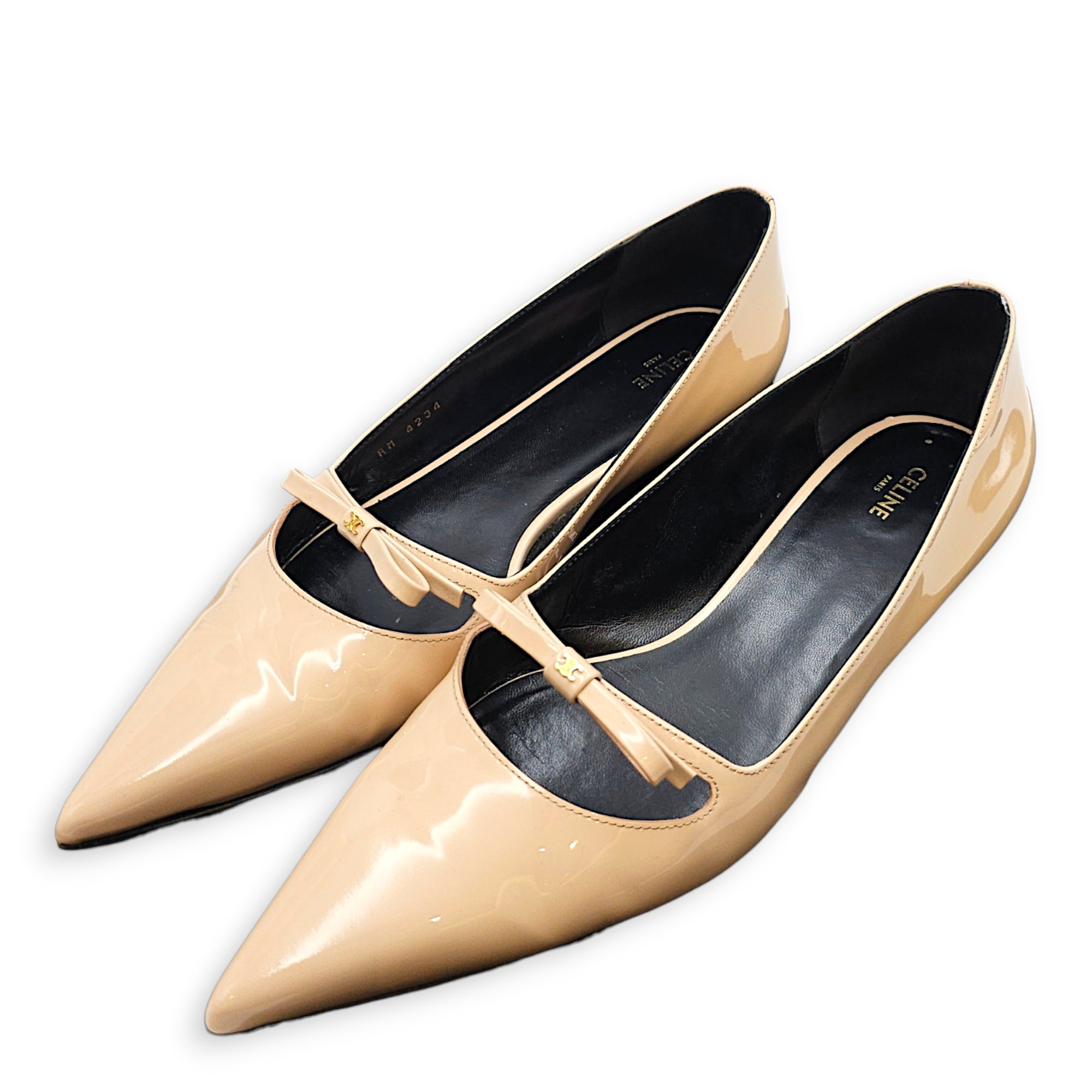 Suzy Patent Balletina 39 Beige Flats in Patent Leather Gold hardware CL2607-22549 3