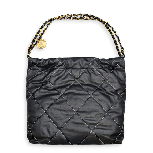 C22 Small Black Shoulder Bag in Calfskin Gold hardware CL2607-22554 2