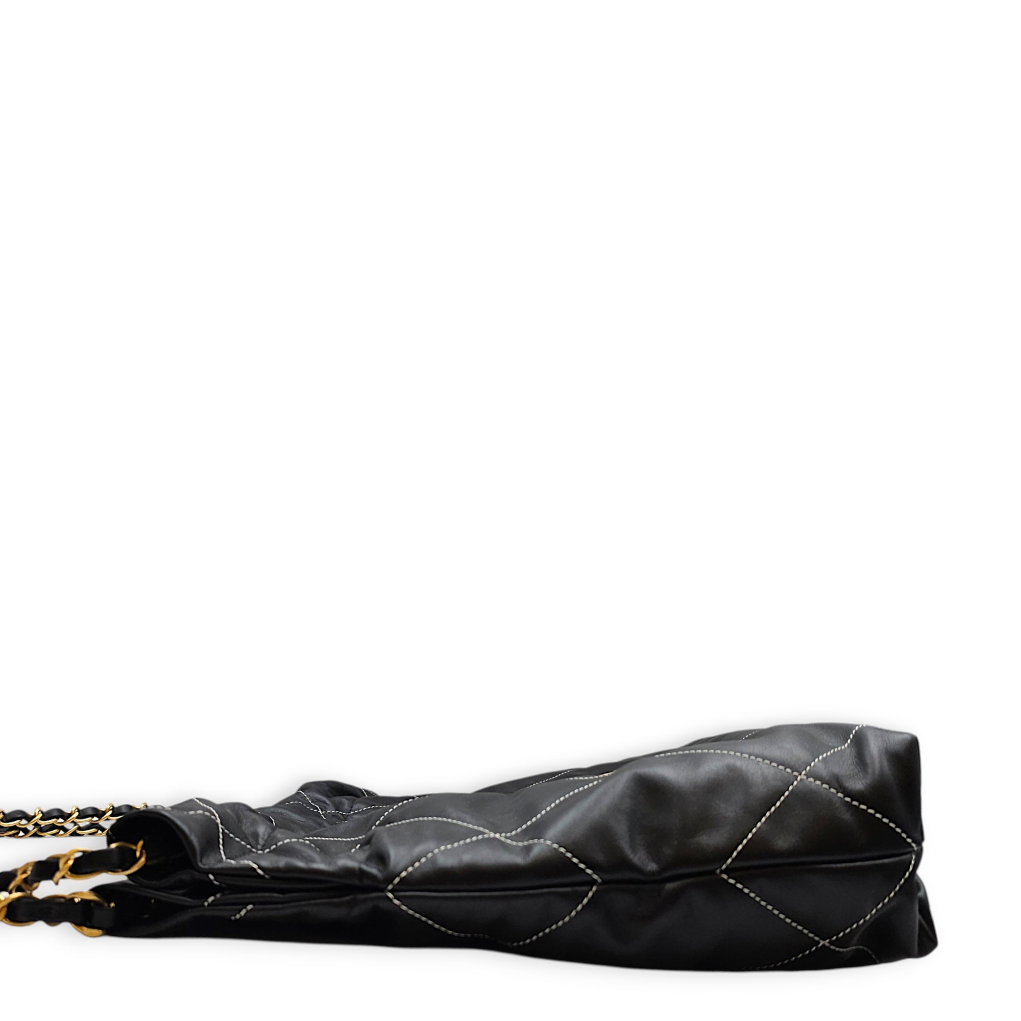 C22 Small Black Shoulder Bag in Calfskin Gold hardware CL2607-22554 3
