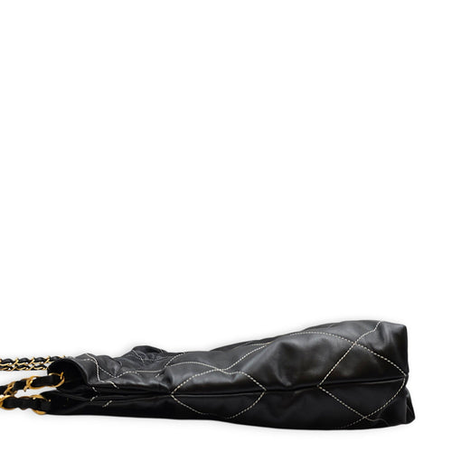 C22 Small Black Shoulder Bag in Calfskin Gold hardware CL2607-22554 3