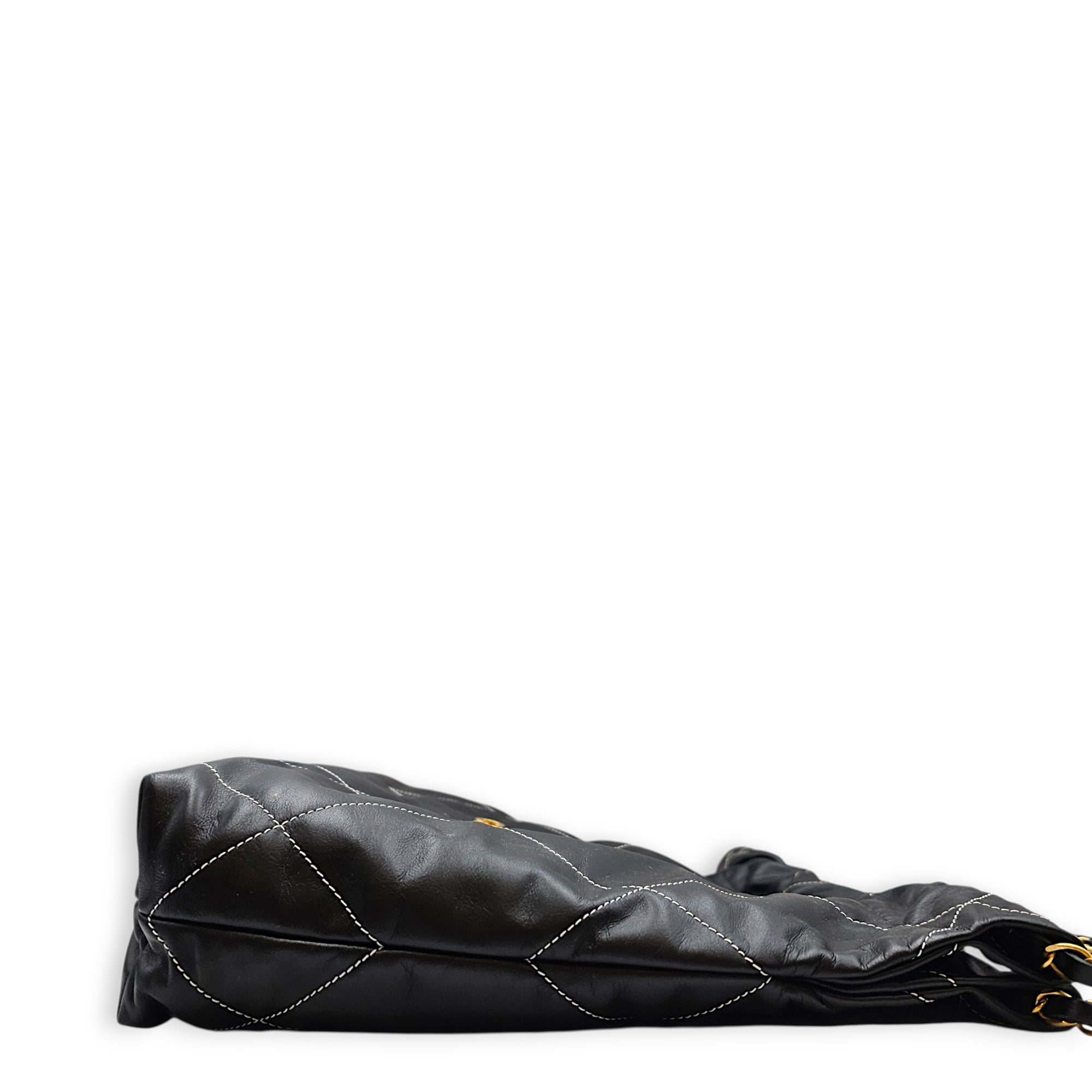 C22 Small Black Shoulder Bag in Calfskin Gold hardware CL2607-22554 4