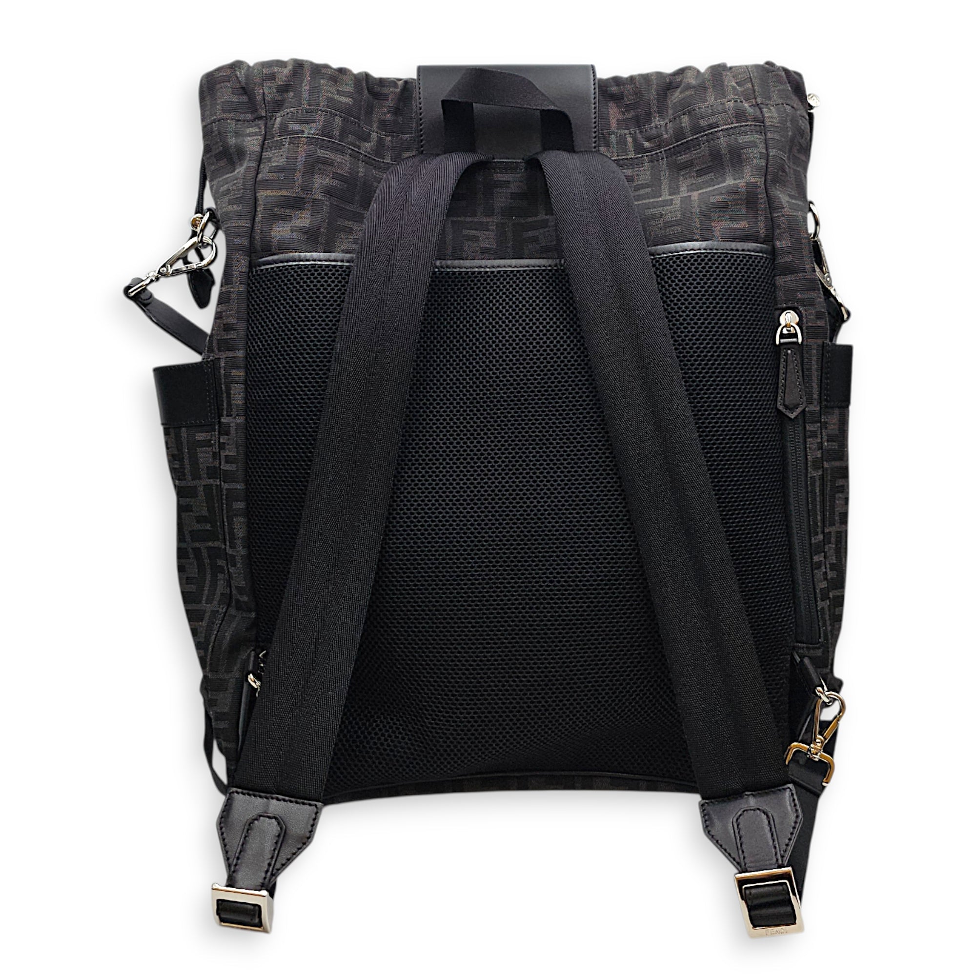Strike Monogram Jacquard FF Medium Black Backpack in Canvas Silver hardware CL2607-22555 2