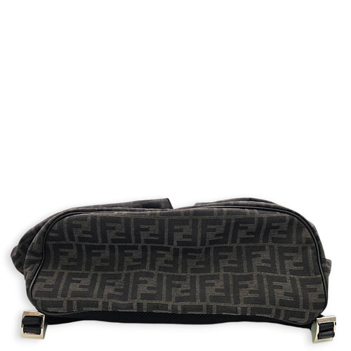 Strike Medium Monogram Jacquard FF Black Backpack in Canvas Silver hardware