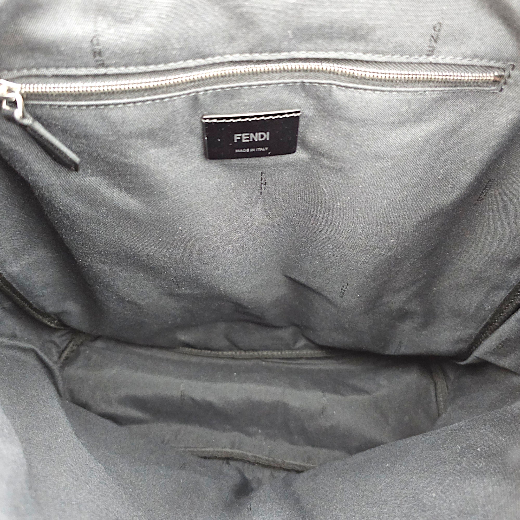 Strike Medium Monogram Jacquard FF Black Backpack in Canvas Silver hardware