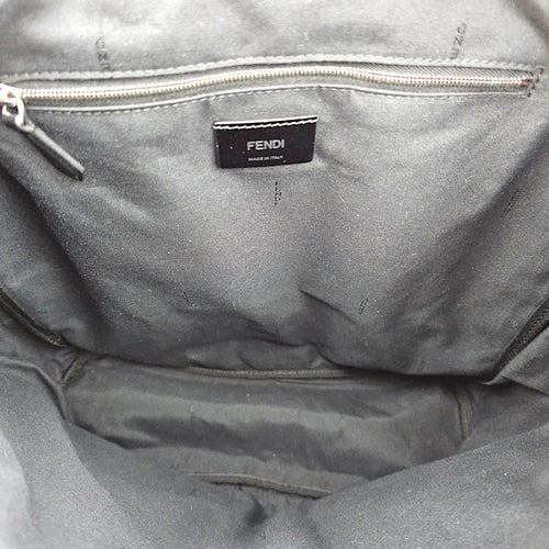 Strike Medium Monogram Jacquard FF Black Backpack in Canvas Silver hardware