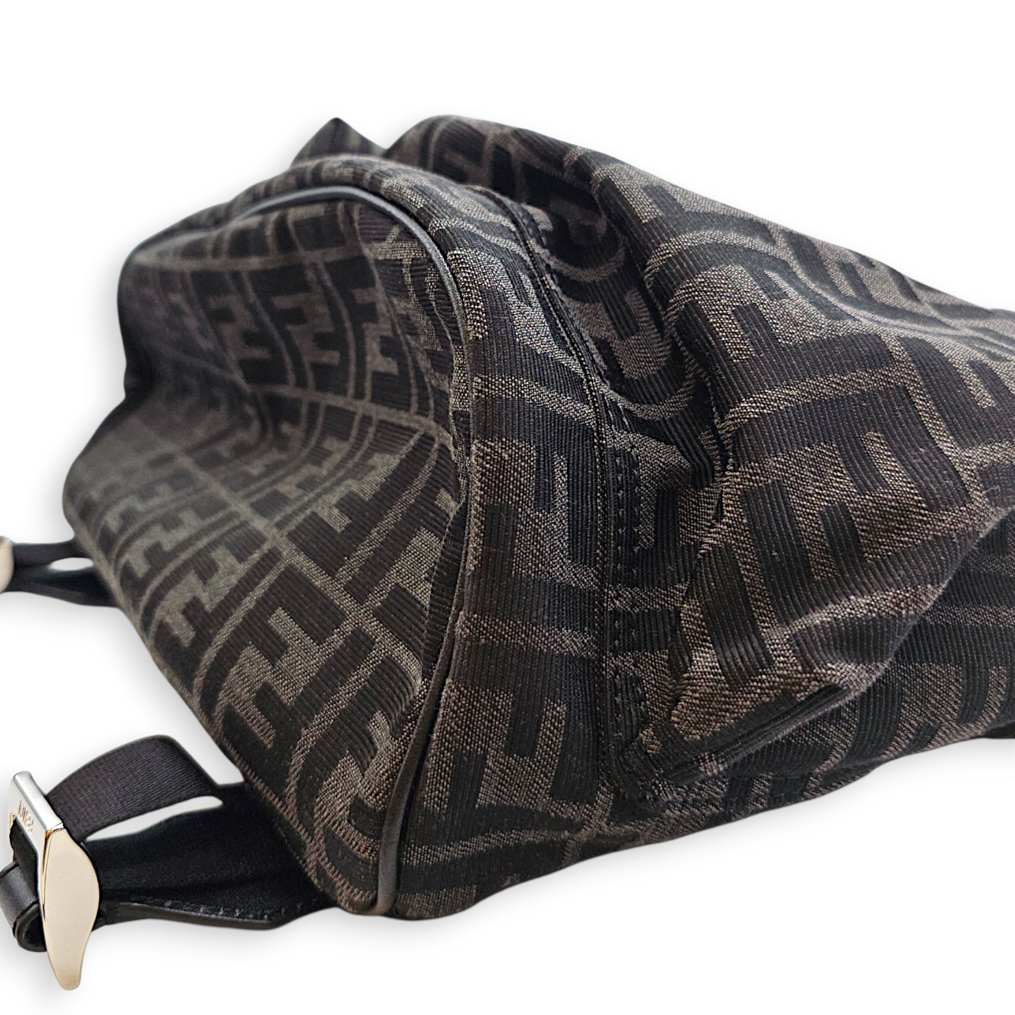 Strike Monogram Jacquard FF Medium Black Backpack in Canvas Silver hardware CL2607-22555 8