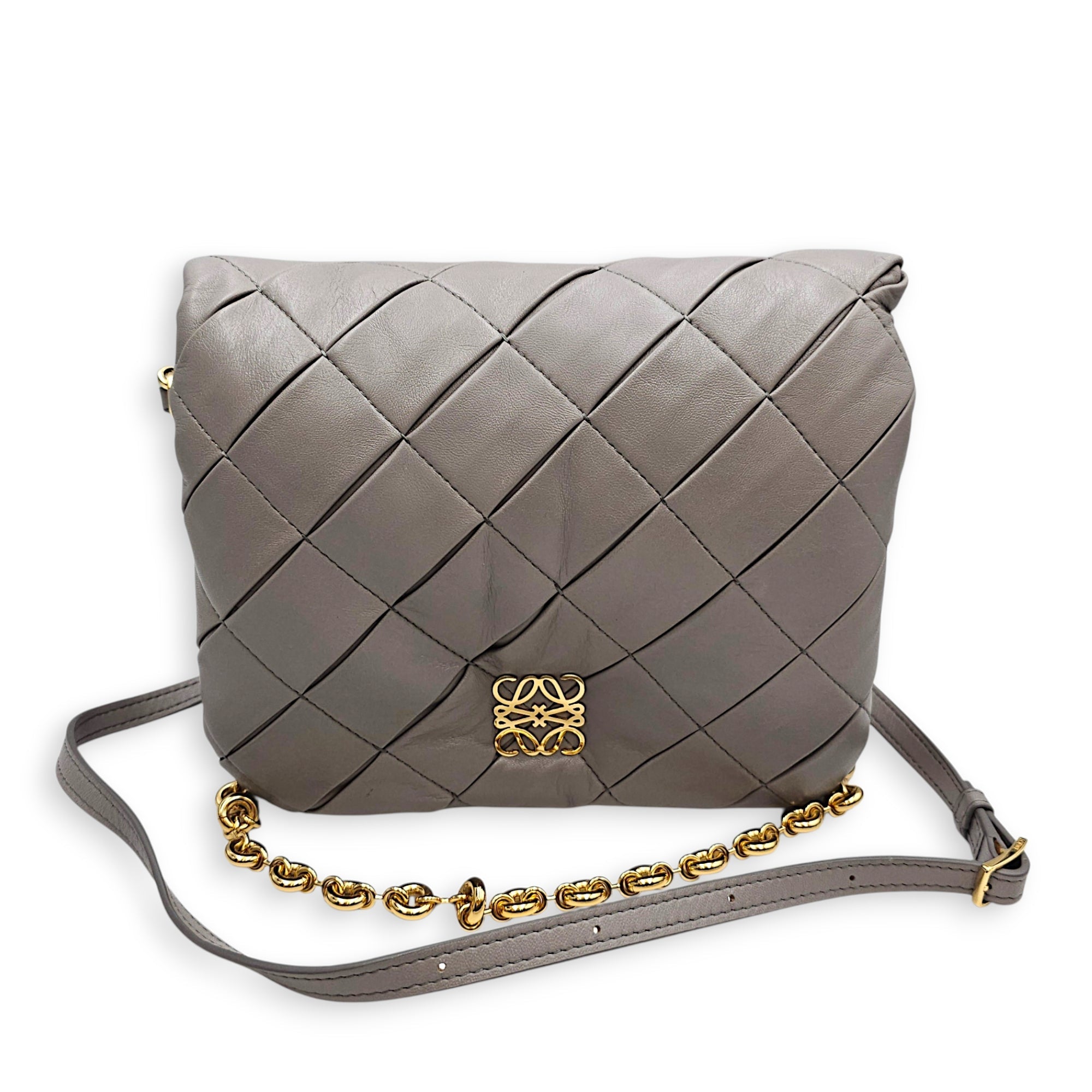 Goya Puffer 24cm Grey Crossbody Bag in Calfskin CL2607-22556 3