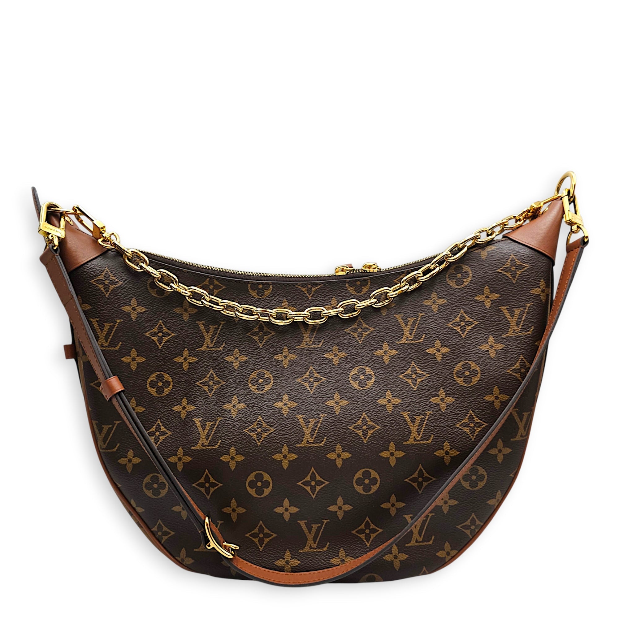 Loop Hobo 38cm Brown Crossbody Bag in Canvas Gold hardware CL2607-22558 11
