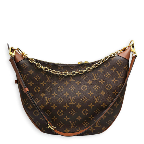 Loop Hobo 38cm Brown Crossbody Bag in Canvas Gold hardware CL2607-22558 11