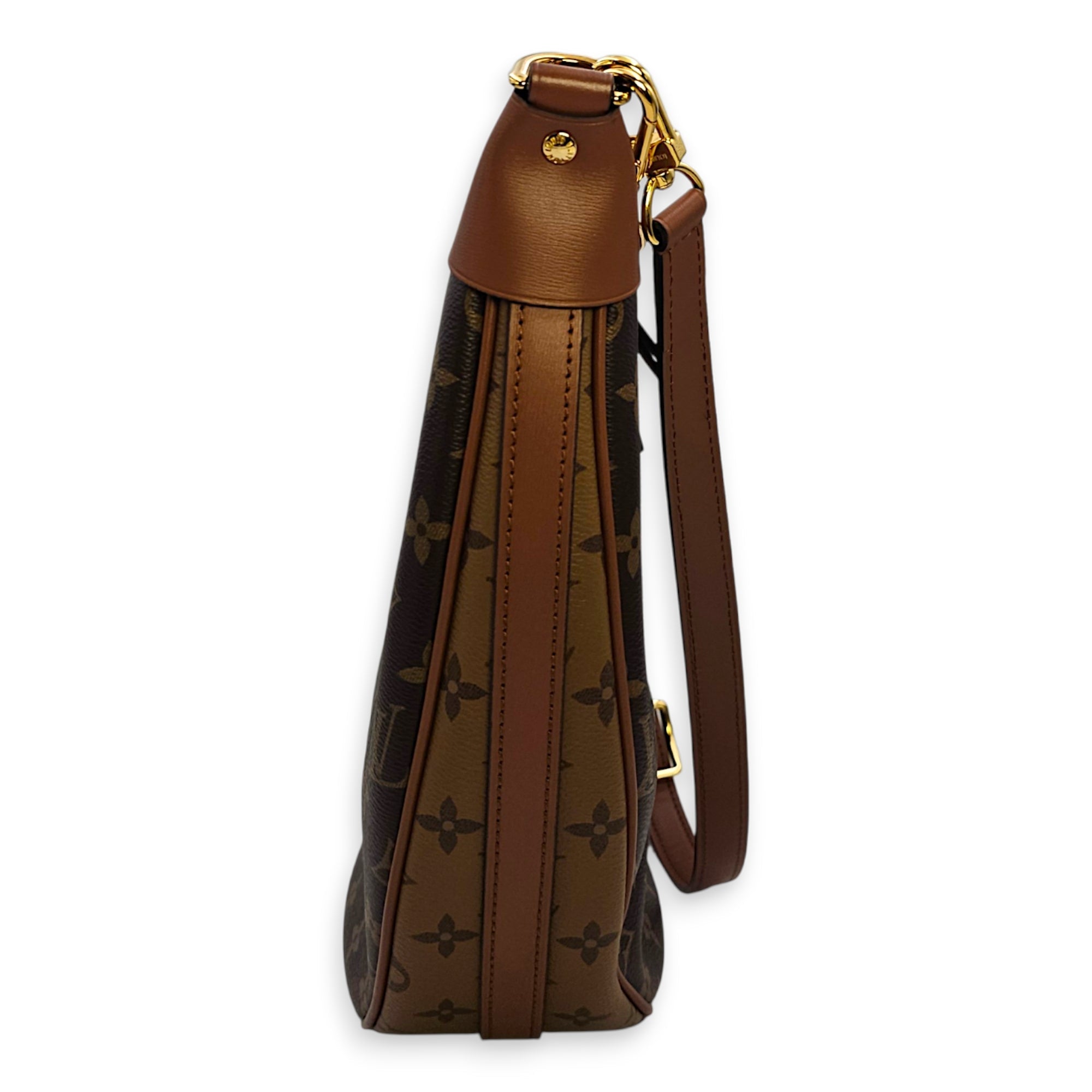Loop Hobo 38cm Brown Crossbody Bag in Canvas Gold hardware CL2607-22558 3