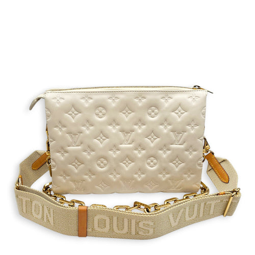 Coussin PM White Shoulder Bag in Lambskin Gold hardware CL2607-22560 3