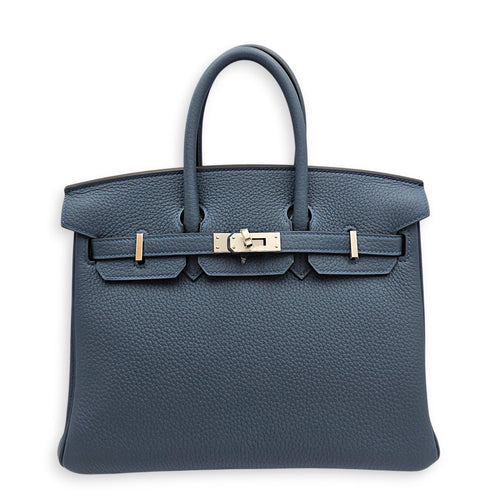 Birkin 25 Blue Tempete in Togo Palladium hardware CL2607-22570 1