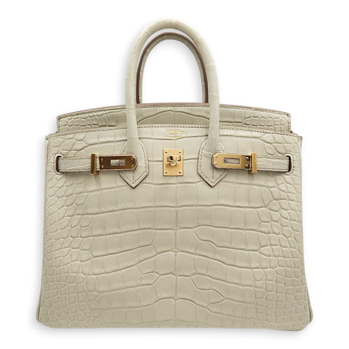 Birkin 25 Beton in Matte Alligator Permabrass hardware CL2607-22573 1