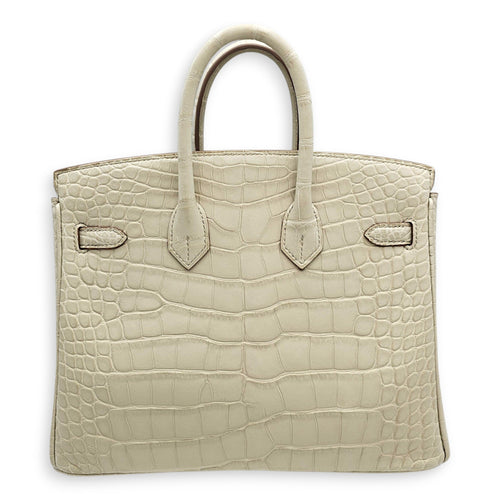 Birkin 25 Beton in Matte Alligator Permabrass hardware CL2607-22573 2