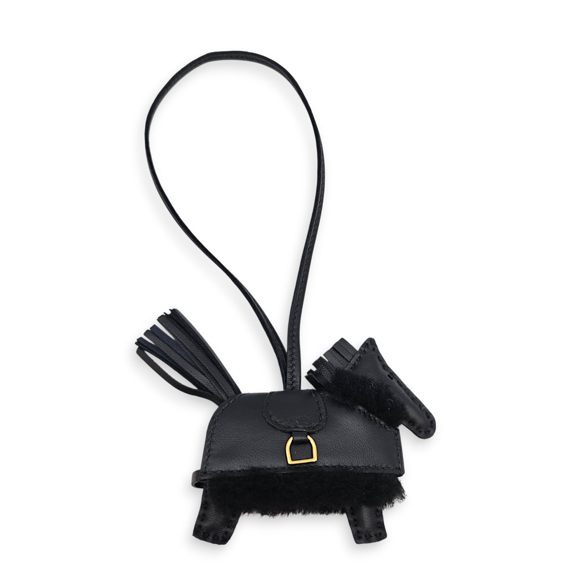 Rodeo Robeo Pluch PM Noir Bag Accessory in Swift Gold hardware CL2607-22588 2