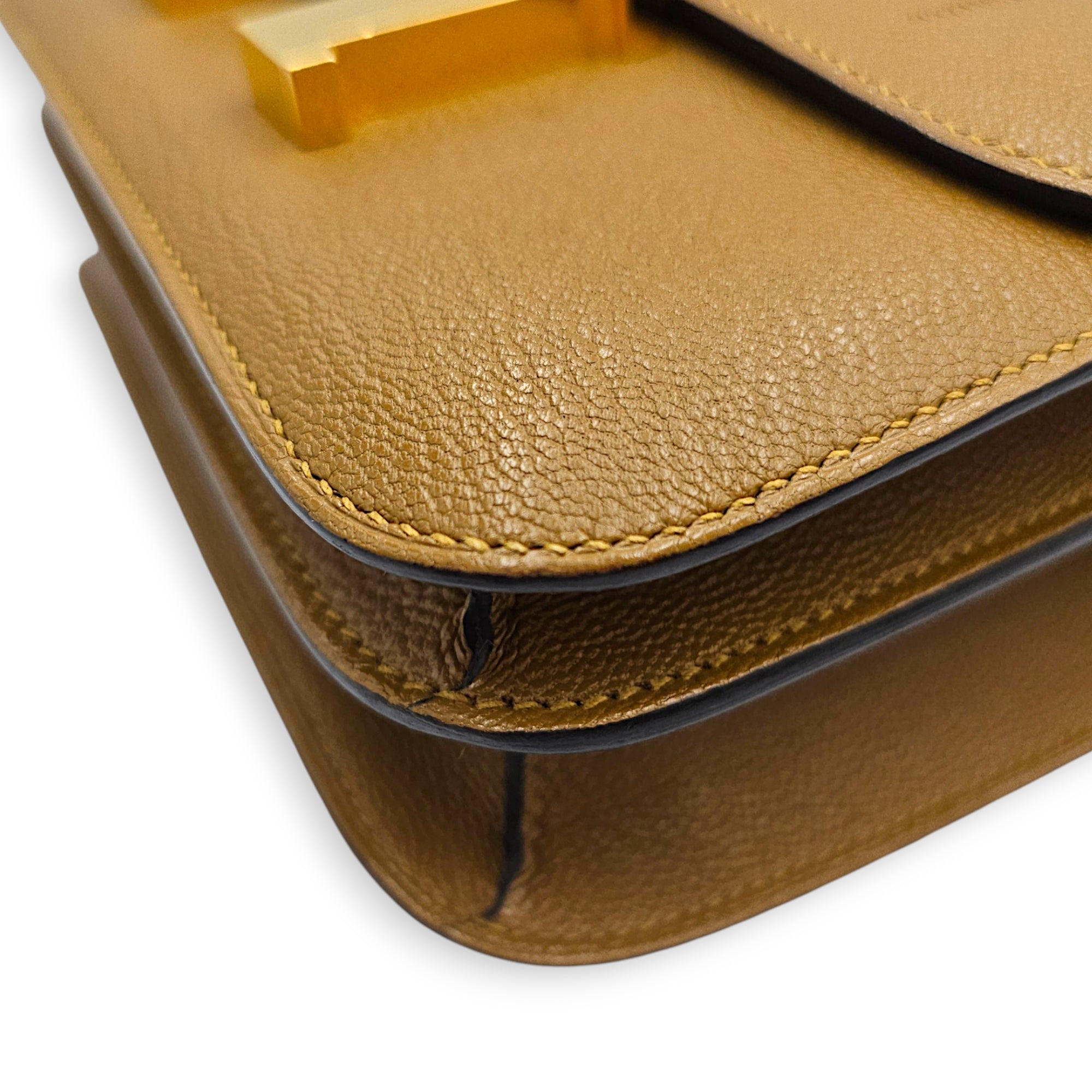 Constance Mirror 18 Kraft in Chevre Mysore Gold hardware CL2607-22591 7