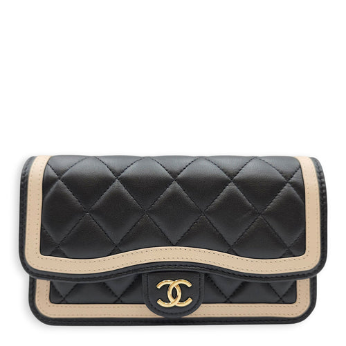 Bicolour Flap 17cm Black Crossbody Bag in Lambskin Gold hardware CL2607-22593 1