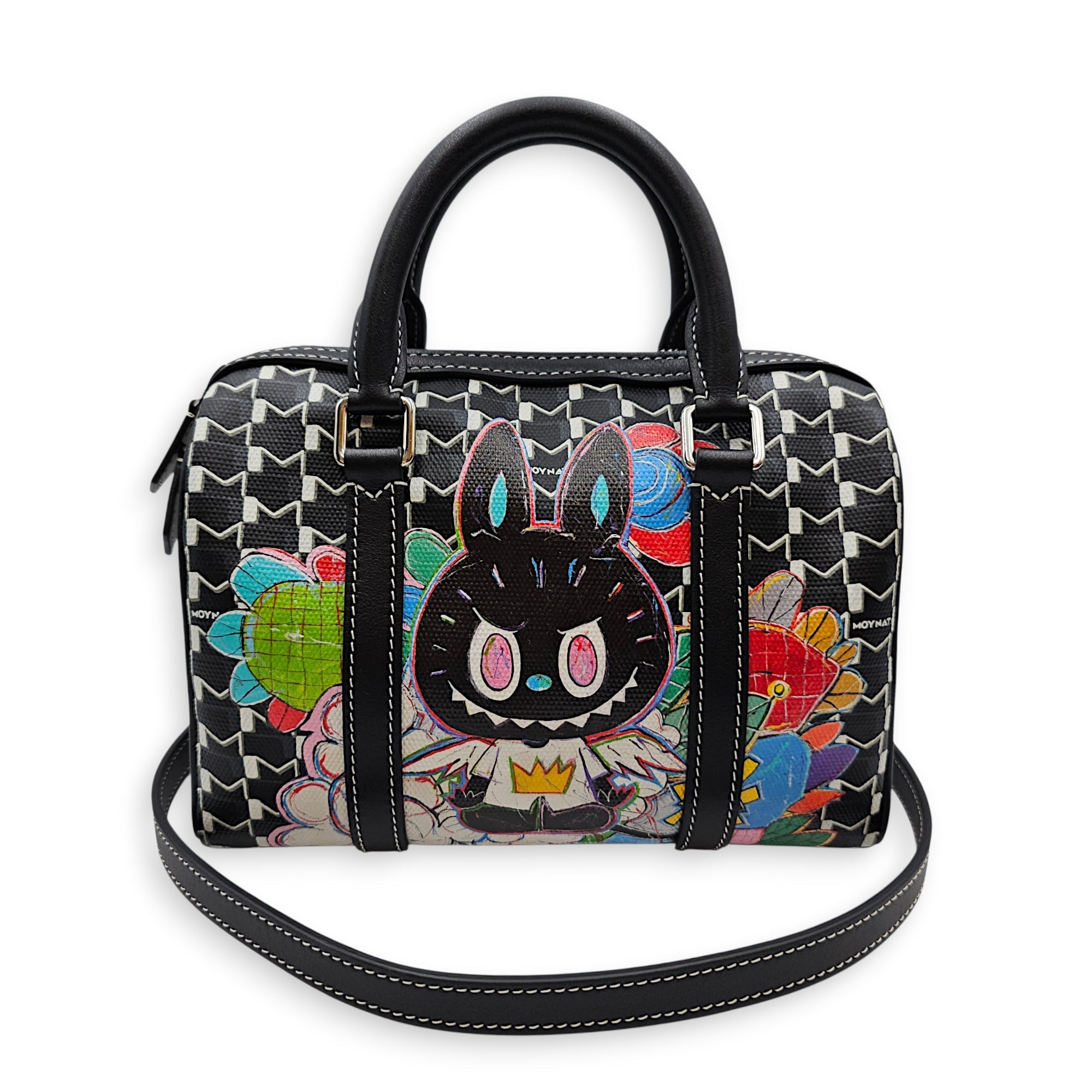 Moynat x Kasing Lung Labubu Mini Boston Mini Black Crossbody Bag Silver hardware CL2607-22601 12