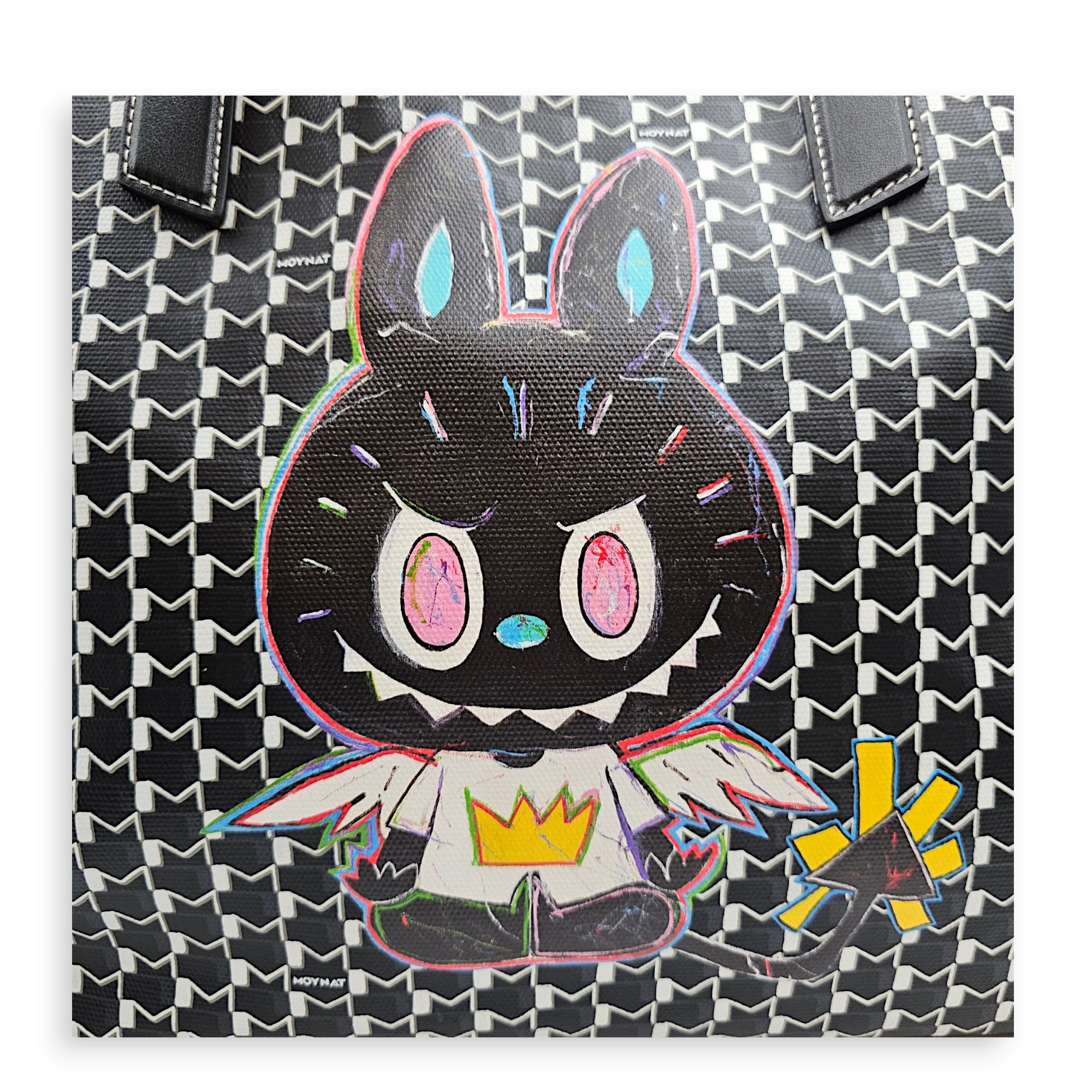 Moynat x Kasing Lung Labubu GM Black Tote Bag in Canvas Silver hardware CL2607-22602 11