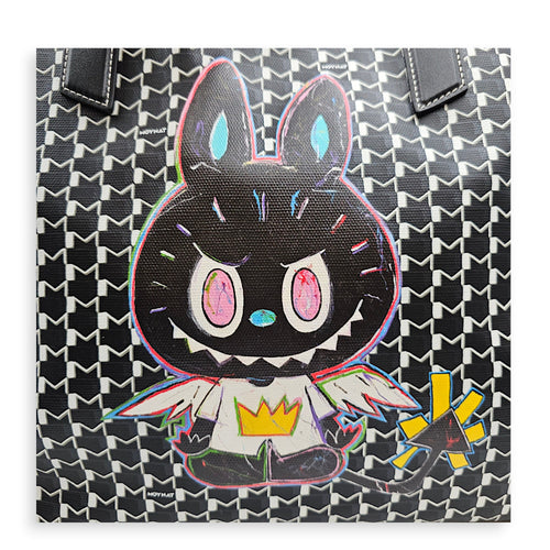 Moynat x Kasing Lung Labubu GM Black Tote Bag in Canvas Silver hardware CL2607-22602 11