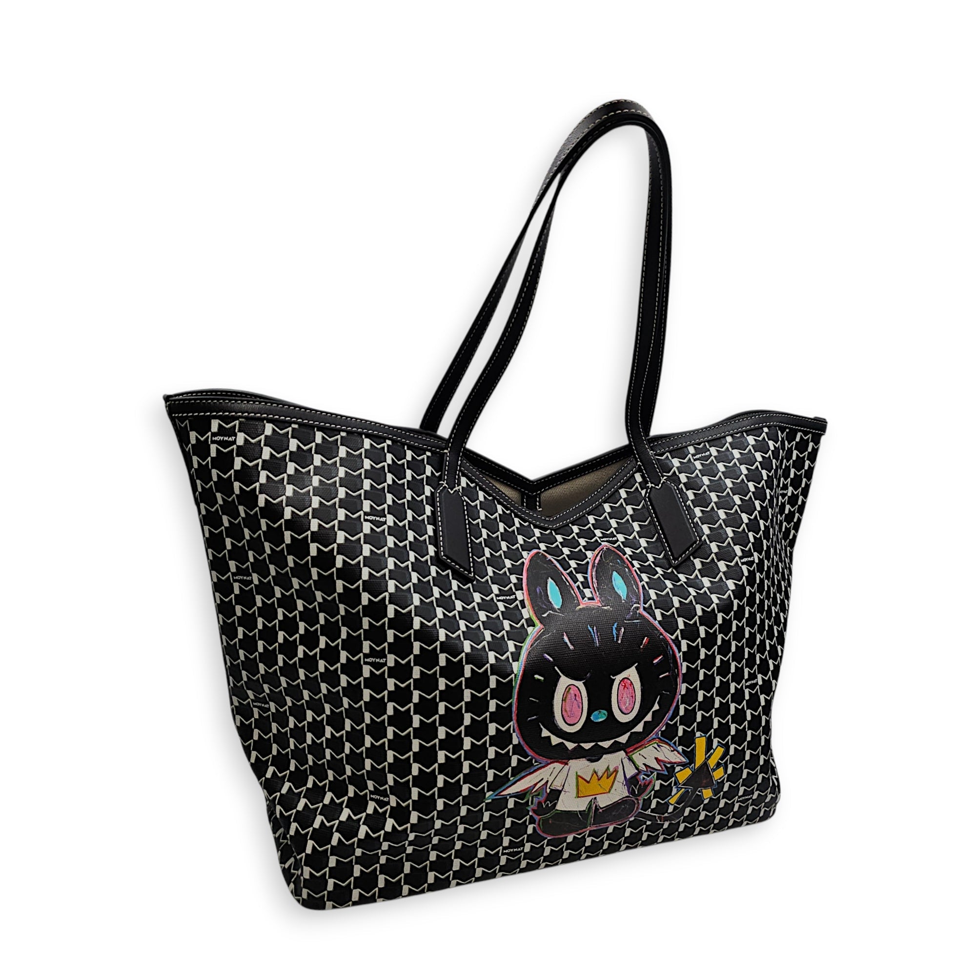 Moynat x Kasing Lung Labubu GM Black Tote Bag in Canvas Silver hardware CL2607-22602 14