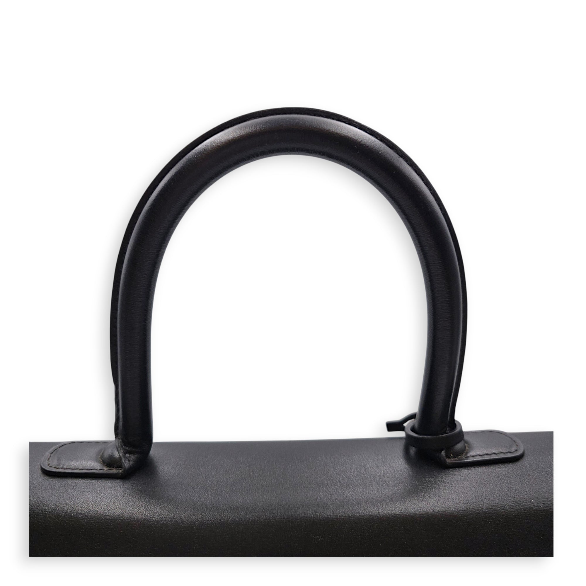 Brillant MM 28cm Black Top Handle Bag in Calfskin Silver hardware CL2607-22608 11
