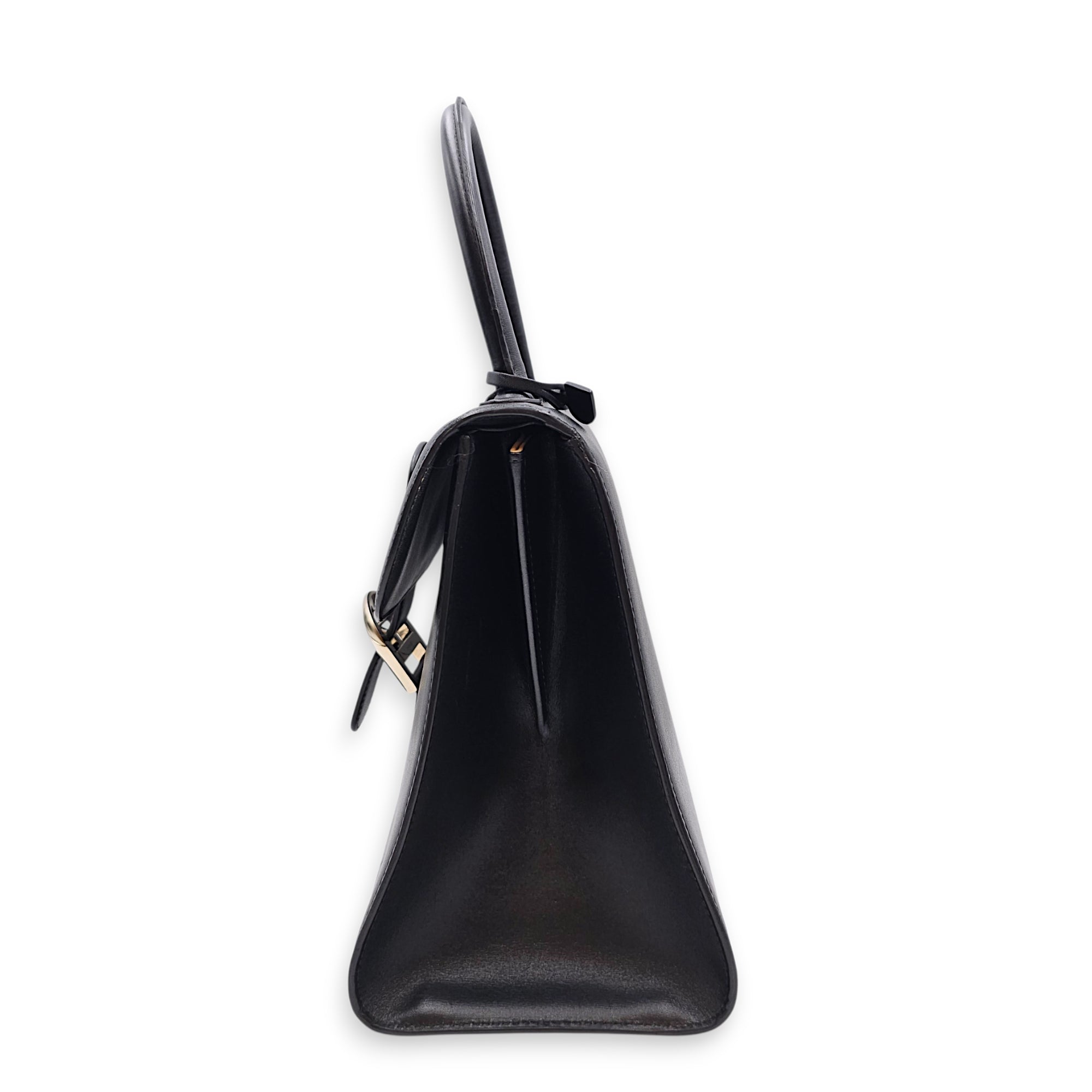 Brillant MM 28cm Black Top Handle Bag in Calfskin Silver hardware CL2607-22608 4