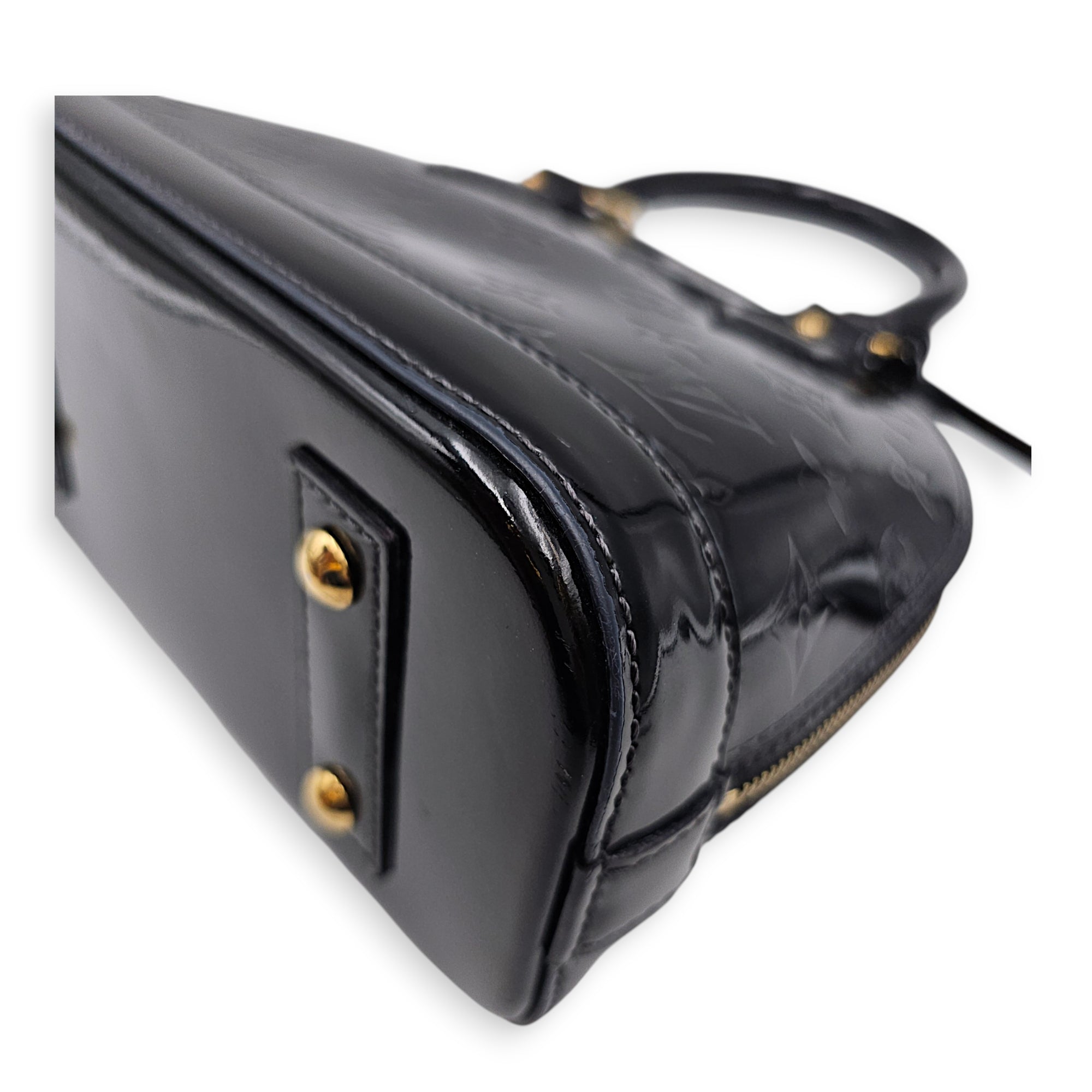 Alma BB Black Crossbody Bag in Monogram Vernis Leather Gold hardware CL2607-22612 11