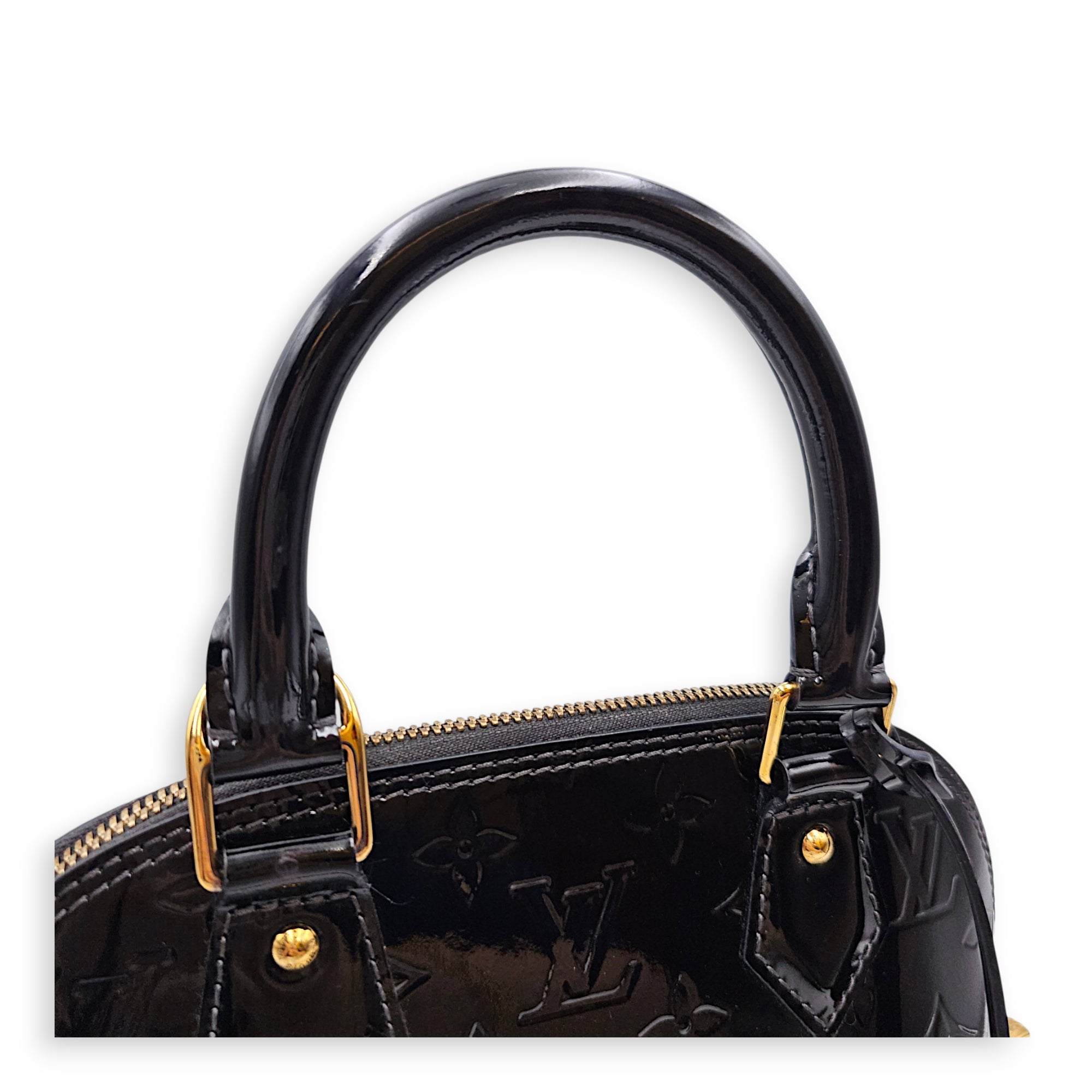 Alma BB Black Crossbody Bag in Monogram Vernis Leather Gold hardware CL2607-22612 15