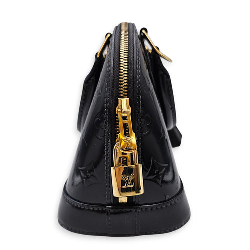 Alma BB Black Crossbody Bag in Monogram Vernis Leather Gold hardware CL2607-22612 4