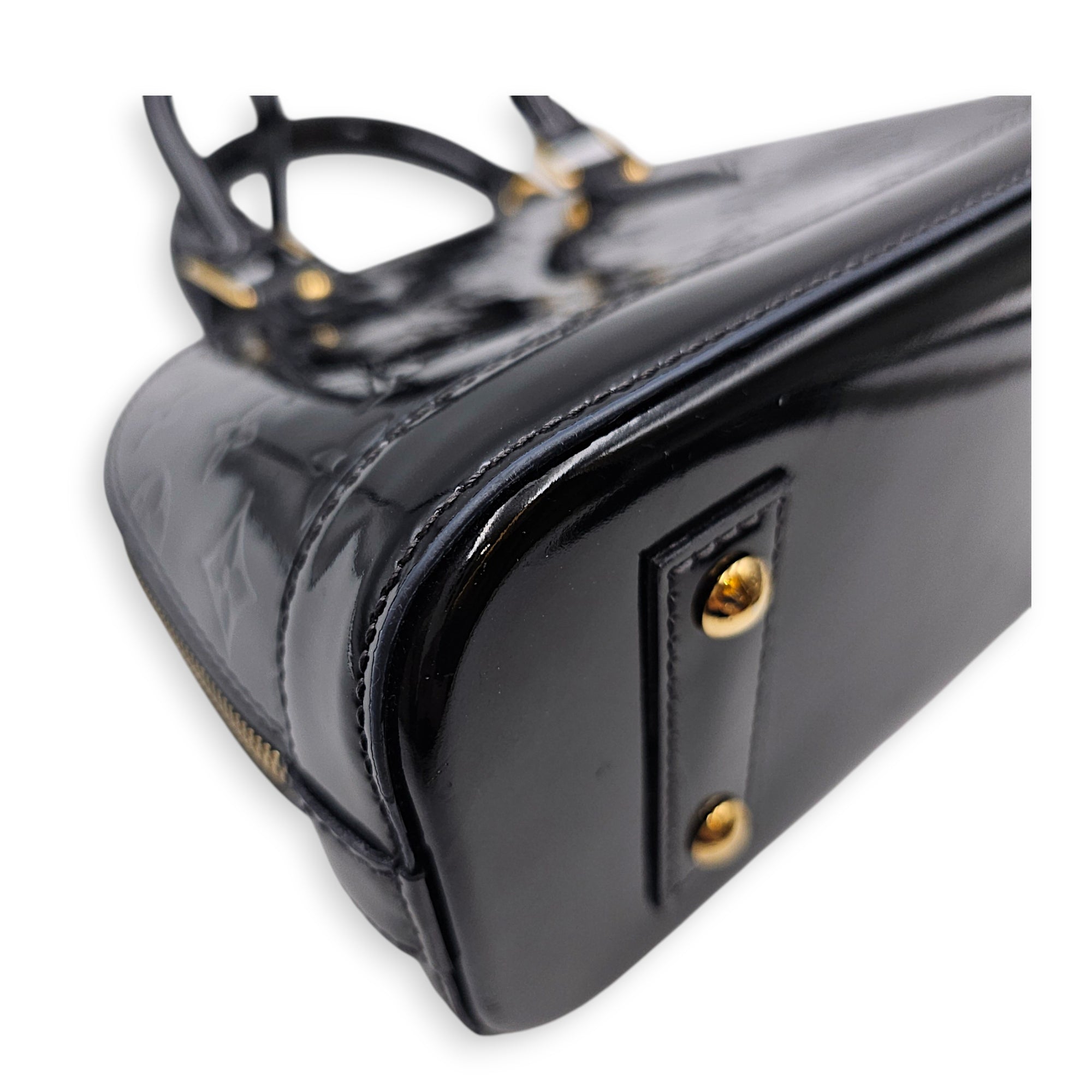 Alma BB Black Crossbody Bag in Monogram Vernis Leather Gold hardware CL2607-22612 10