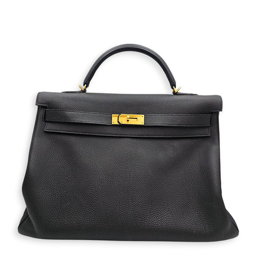 Kelly 40 Noir in Togo Gold hardware CL2607-22615 1