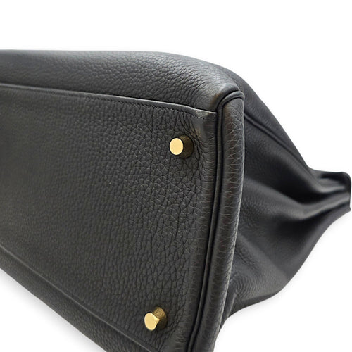 Kelly 40 Noir in Togo Gold hardware CL2607-22615 8