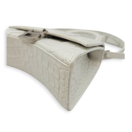 Hour Glass White Crossbody Bag in Calfskin Silver hardware CL2607-22642 10
