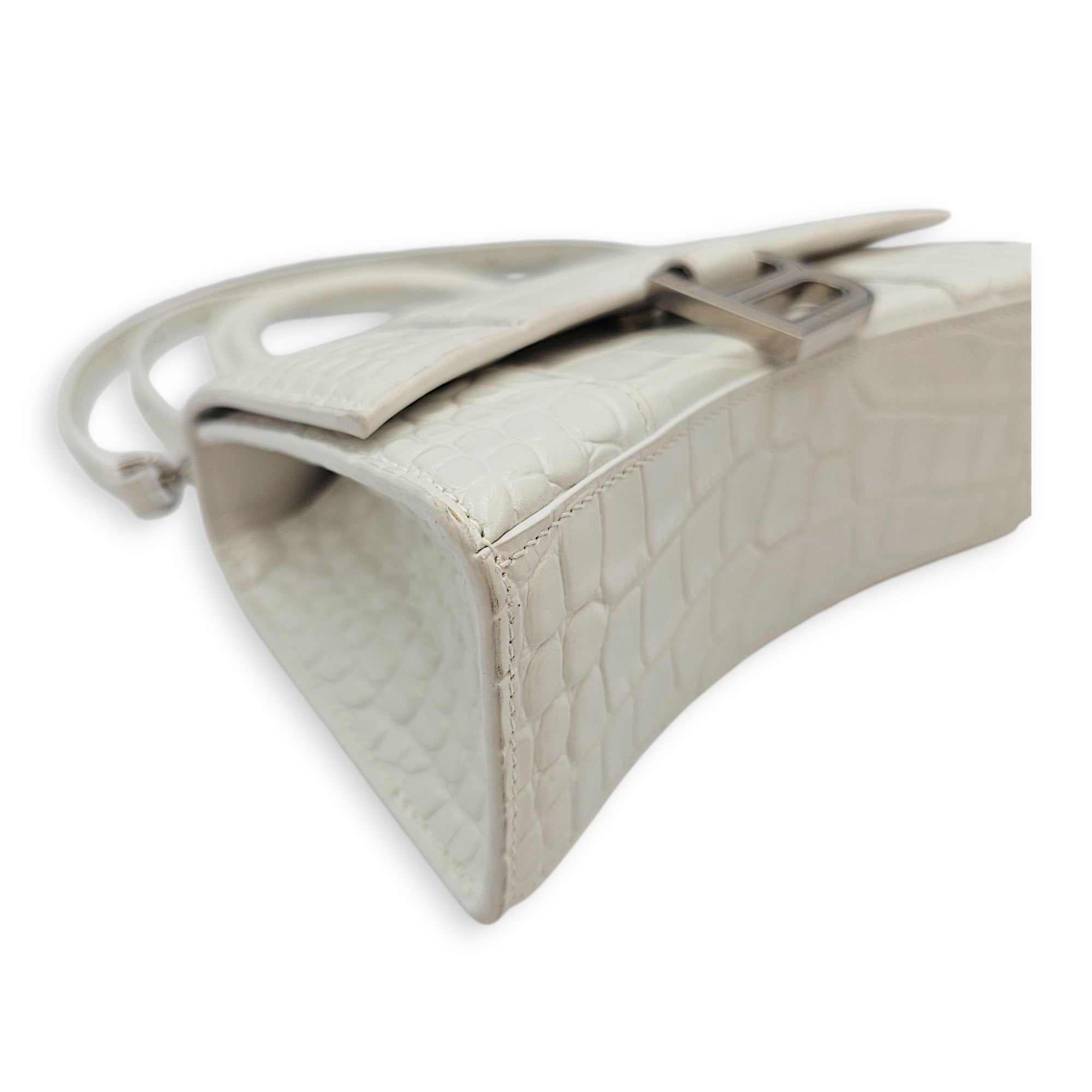 Hour Glass White Crossbody Bag in Calfskin Silver hardware CL2607-22642 11