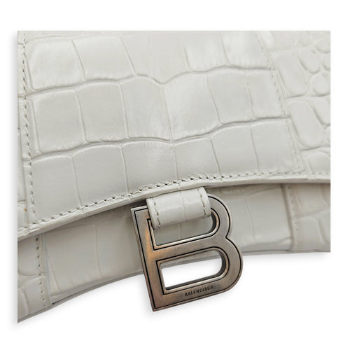 Hour Glass White Crossbody Bag in Calfskin Silver hardware CL2607-22642 12