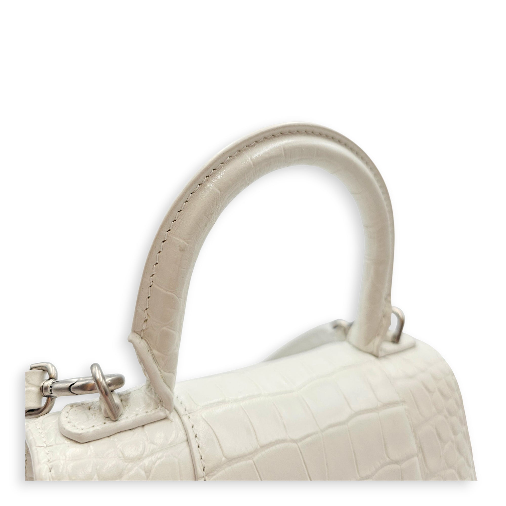 Hour Glass White Crossbody Bag in Calfskin Silver hardware CL2607-22642 13