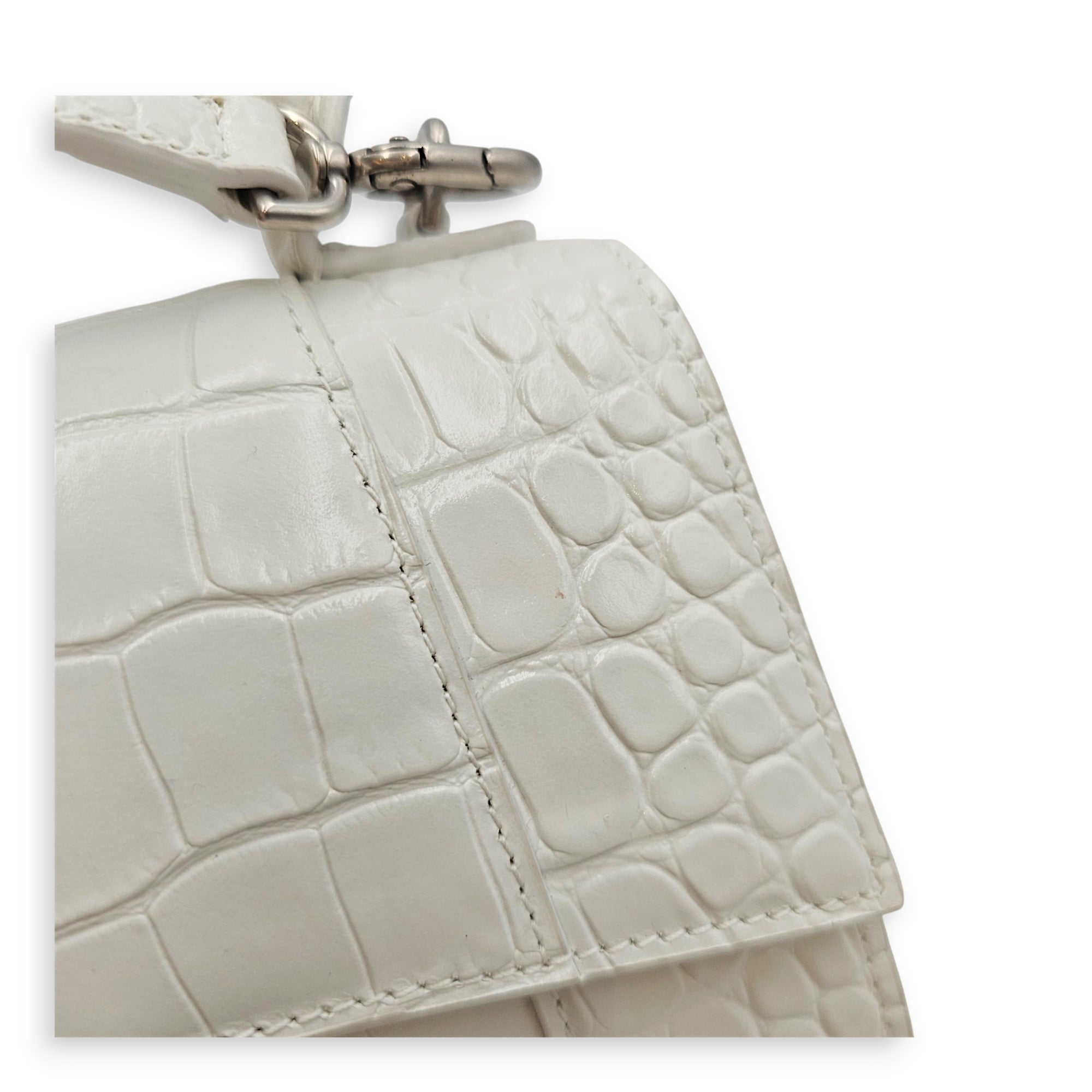 Hour Glass White Crossbody Bag in Calfskin Silver hardware CL2607-22642 14