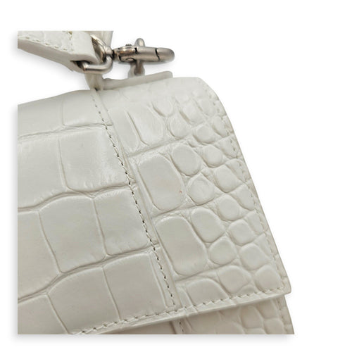 Hour Glass White Crossbody Bag in Calfskin Silver hardware CL2607-22642 14