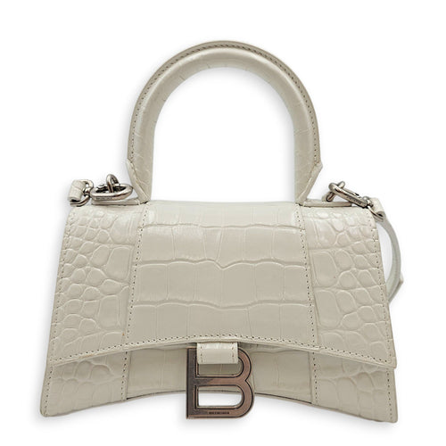 Hour Glass White Crossbody Bag in Calfskin Silver hardware CL2607-22642 1