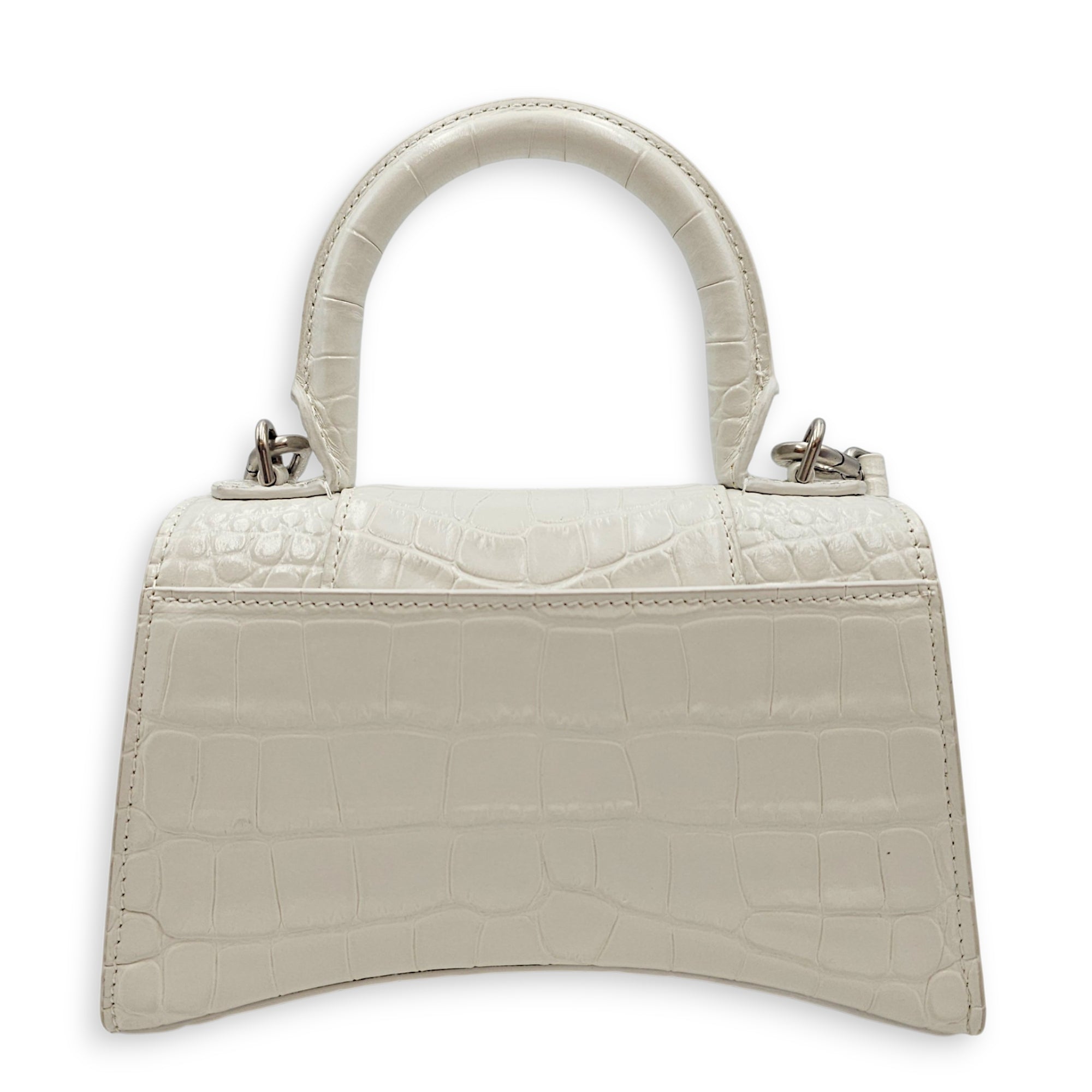 Hour Glass White Crossbody Bag in Calfskin Silver hardware CL2607-22642 2