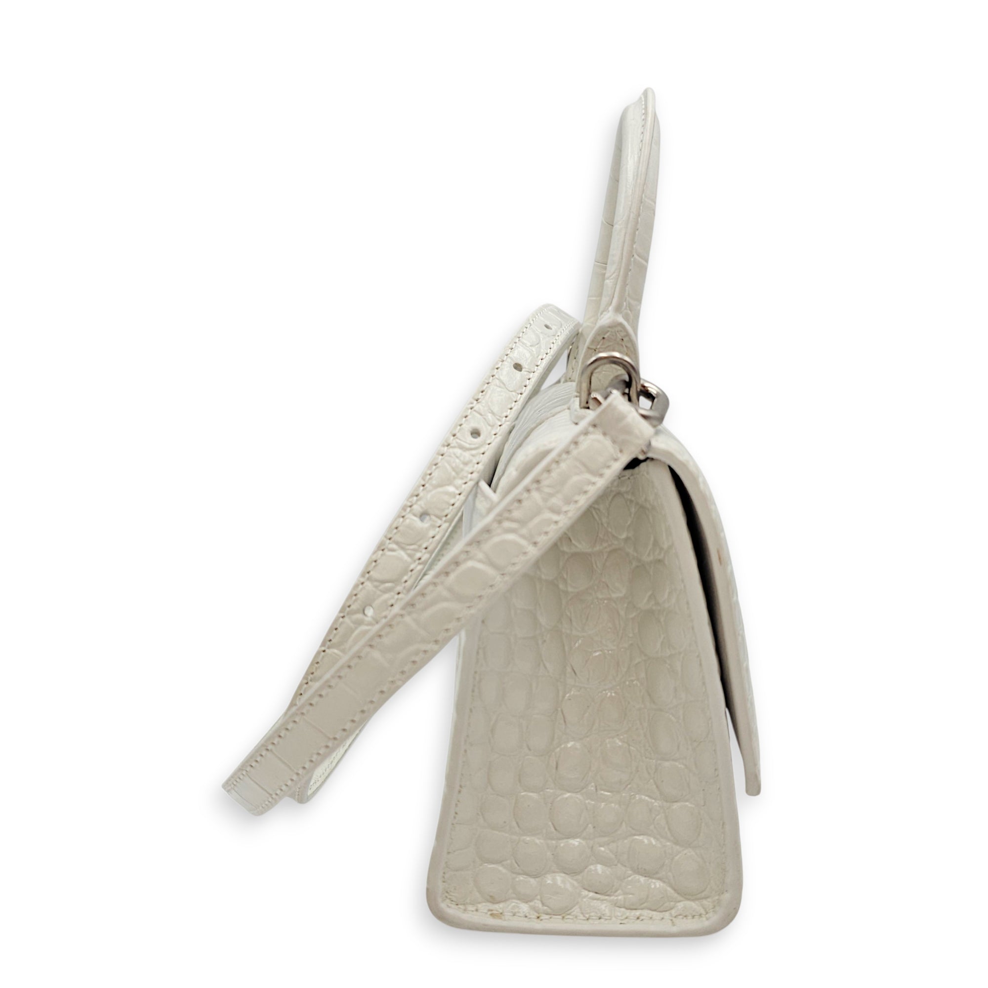Hour Glass White Crossbody Bag in Calfskin Silver hardware CL2607-22642 4