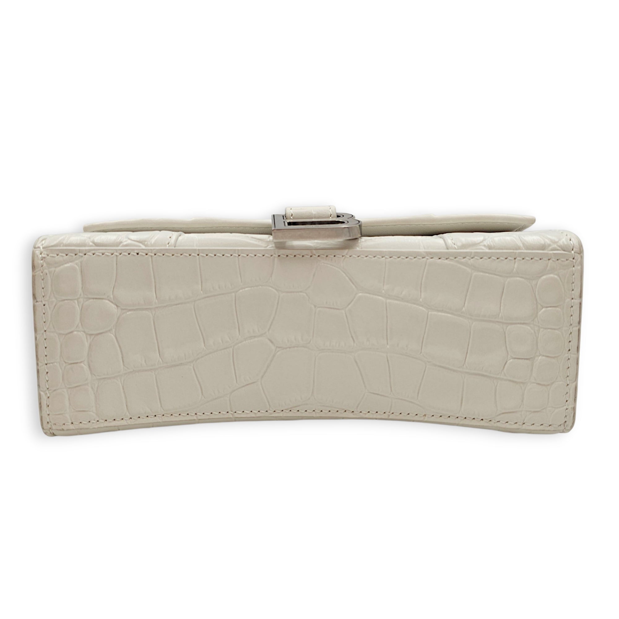 Hour Glass White Crossbody Bag in Calfskin Silver hardware CL2607-22642 5