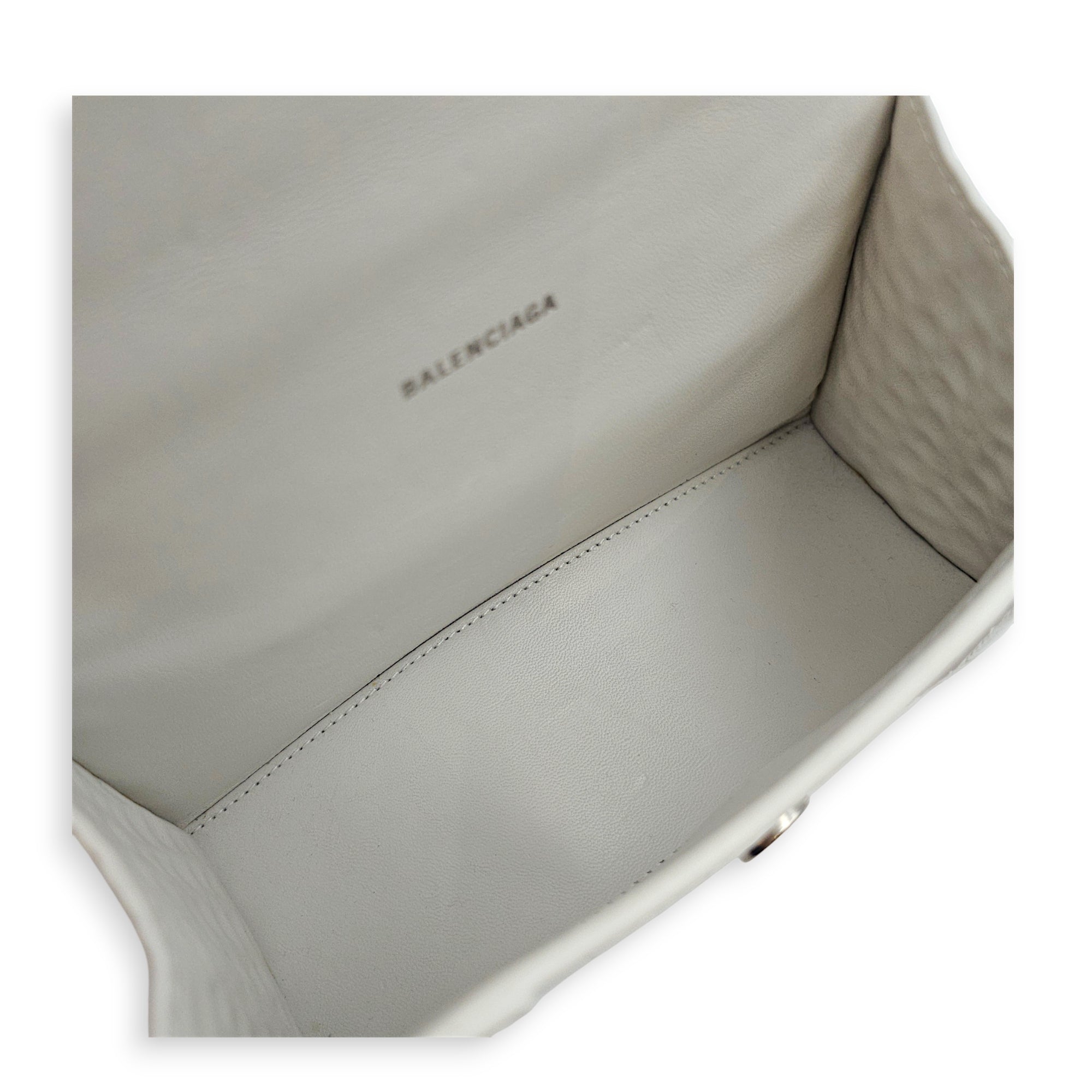 Hour Glass White Crossbody Bag in Calfskin Silver hardware CL2607-22642 6
