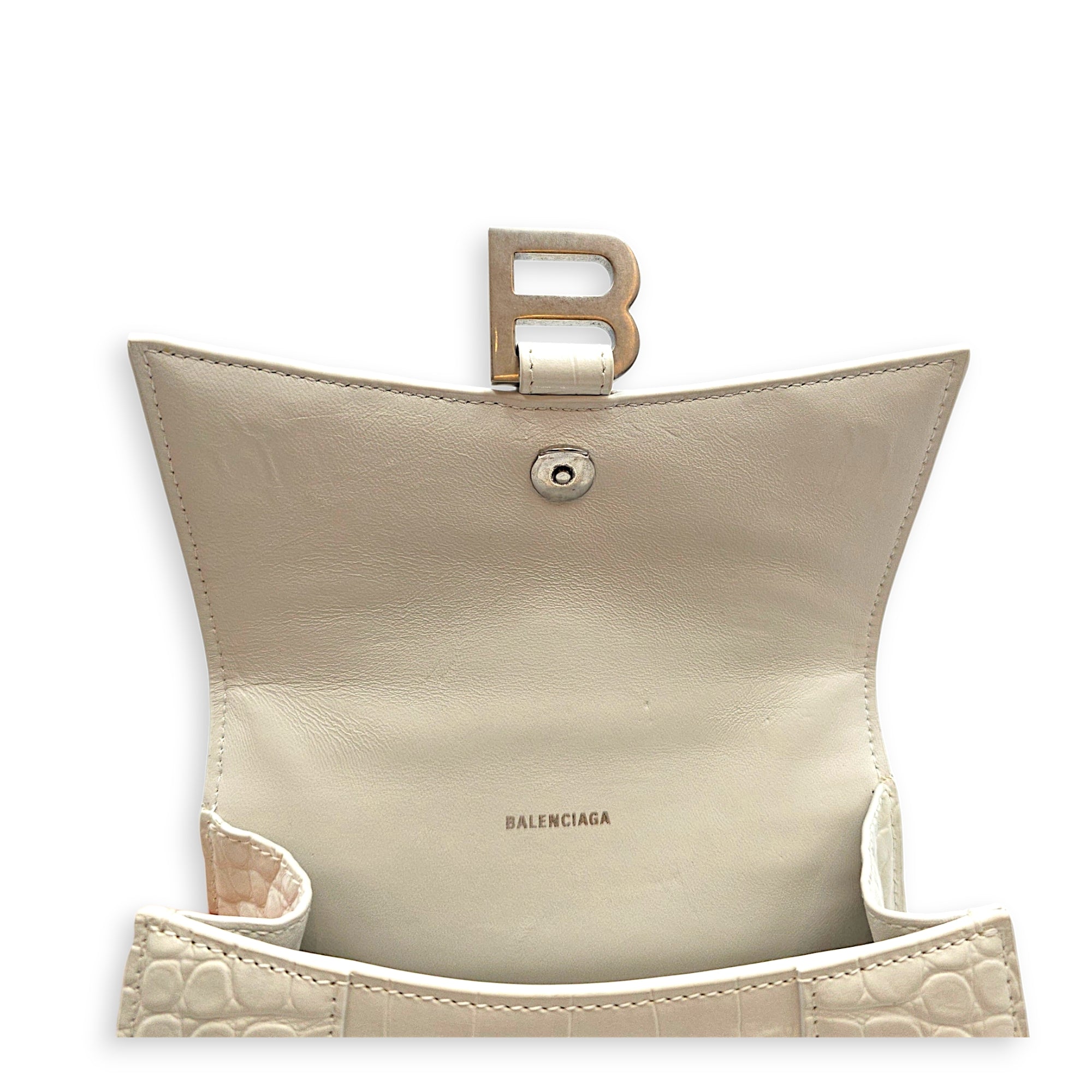 Hour Glass White Crossbody Bag in Calfskin Silver hardware CL2607-22642 7