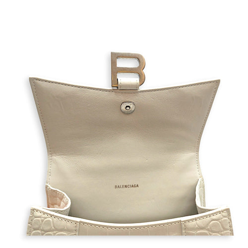 Hour Glass White Crossbody Bag in Calfskin Silver hardware CL2607-22642 7