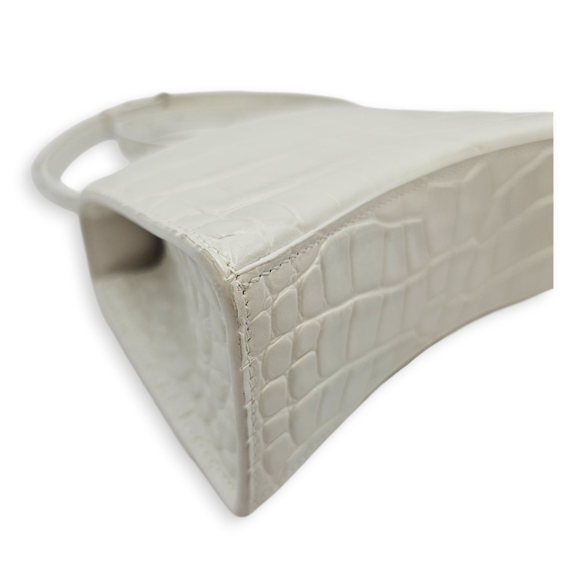 Hour Glass White Crossbody Bag in Calfskin Silver hardware CL2607-22642 9