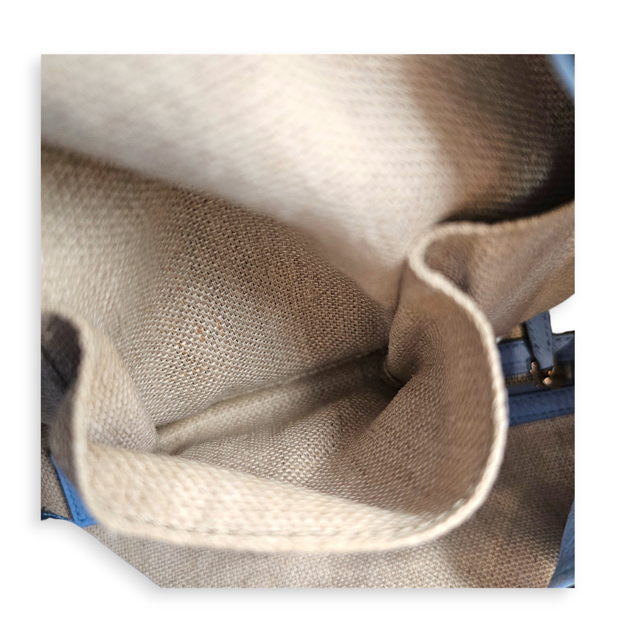 Bucket 23cm Blue Shoulder Bag in Canvas Guilloche hardware