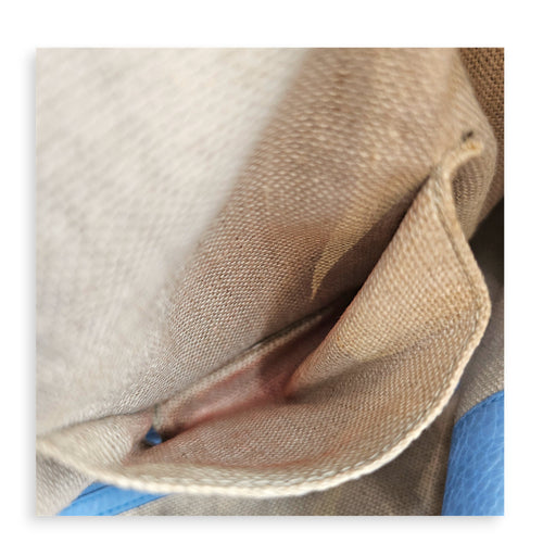 Bucket 23cm Blue Shoulder Bag in Canvas Guilloche hardware